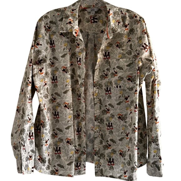 Croft & Barrow Size XL Tropical Toucan Cotton Print Button-Up Women Shirt - Picture 6 of 9